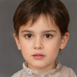 Neutral white child female with short  brown hair and brown eyes