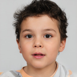 Neutral white child male with short  brown hair and brown eyes