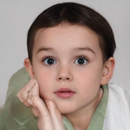 Neutral white child female with short  brown hair and brown eyes