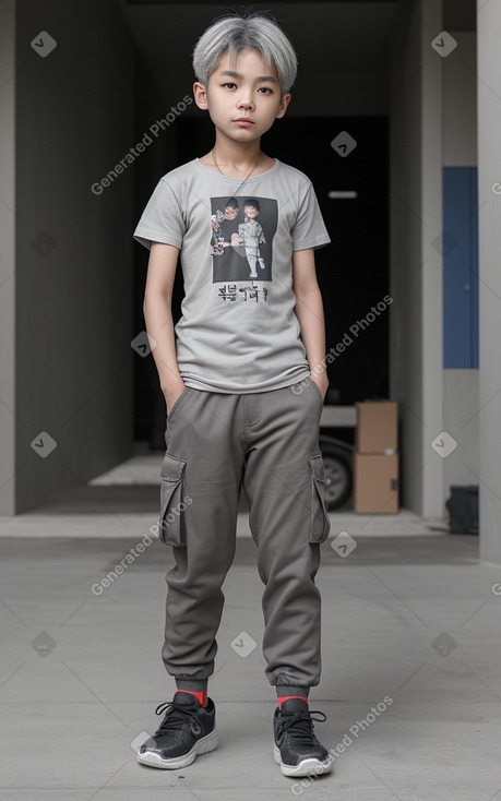 South korean child male with  gray hair