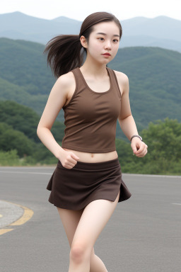 Korean young adult female with  brown hair