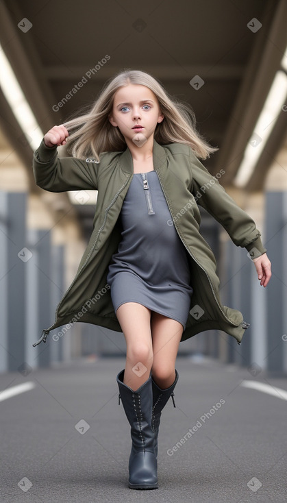 Child girl with  gray hair