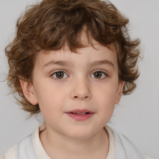 Neutral white child male with medium  brown hair and brown eyes