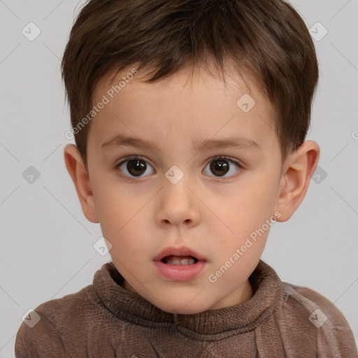 Neutral white child male with short  brown hair and brown eyes