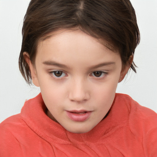 Neutral white child female with medium  brown hair and brown eyes