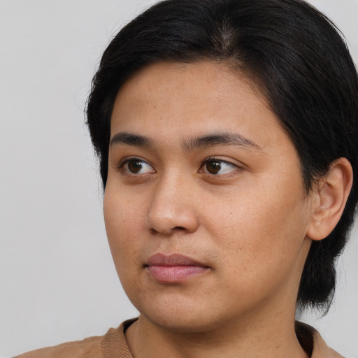 Neutral asian young-adult male with medium  brown hair and brown eyes