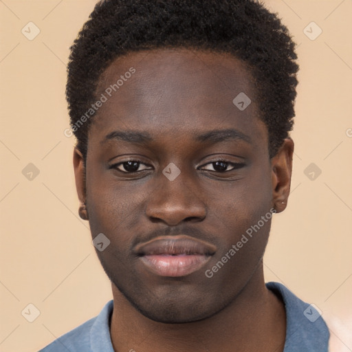 Neutral black young-adult male with short  brown hair and brown eyes