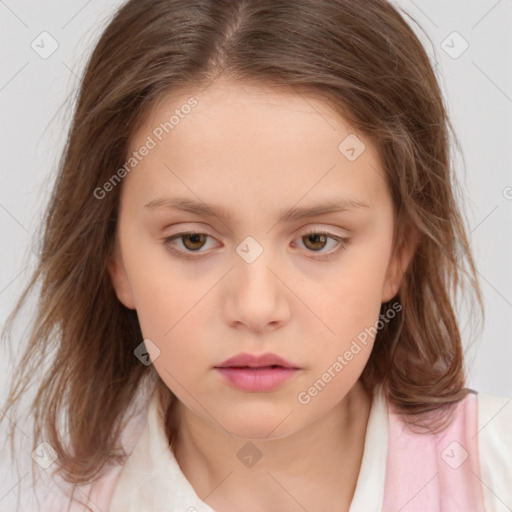 Neutral white child female with medium  brown hair and brown eyes