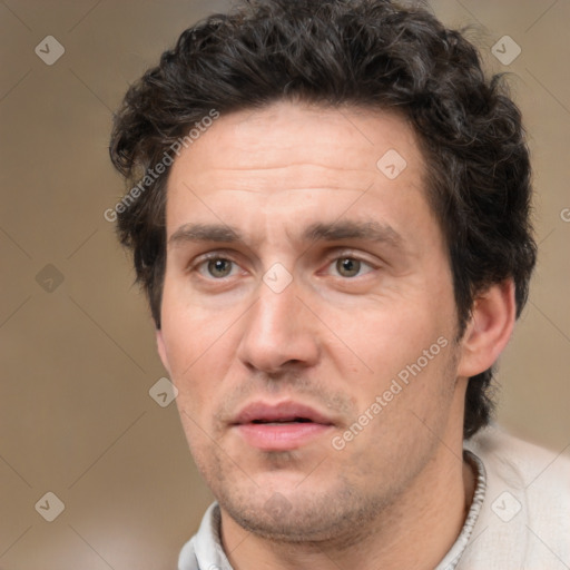 Neutral white adult male with short  brown hair and brown eyes