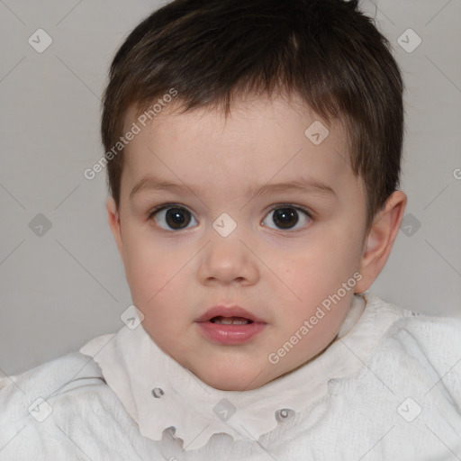 Neutral white child male with short  brown hair and brown eyes