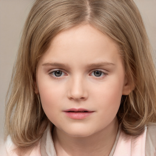 Neutral white child female with medium  brown hair and brown eyes