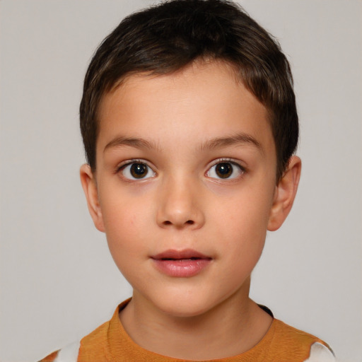 Neutral white child female with short  brown hair and brown eyes