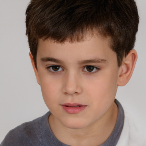 Neutral white child male with short  brown hair and brown eyes