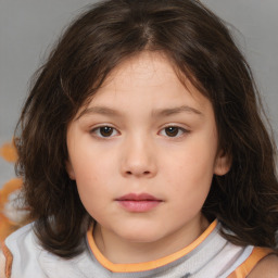 Neutral white child female with medium  brown hair and brown eyes