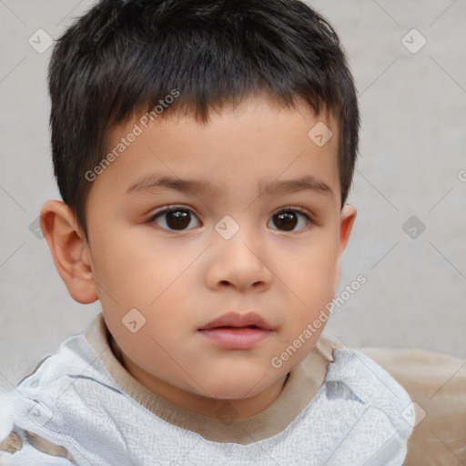 Neutral white child male with short  brown hair and brown eyes