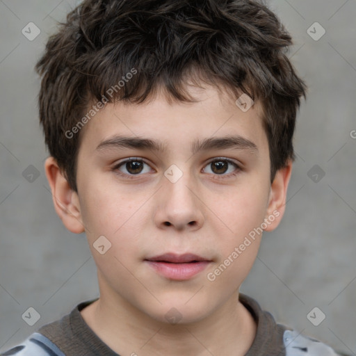 Neutral white child male with short  brown hair and brown eyes