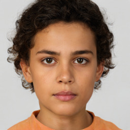 Neutral white young-adult female with short  brown hair and brown eyes