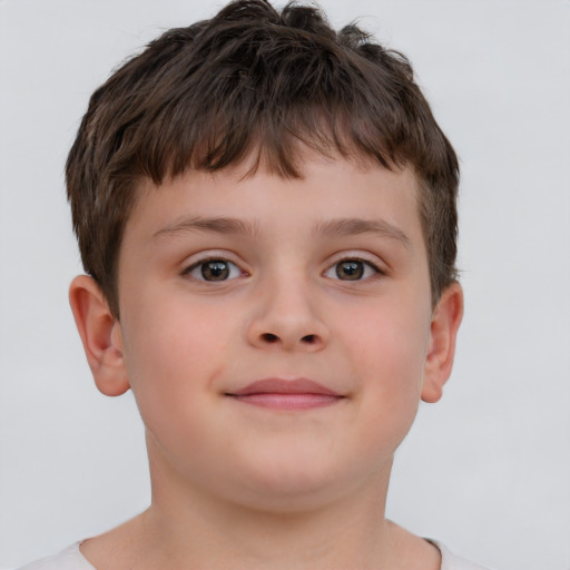 Neutral white child male with short  brown hair and brown eyes