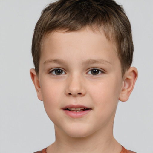 Neutral white child male with short  brown hair and brown eyes