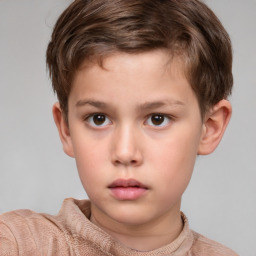 Neutral white child male with short  brown hair and brown eyes