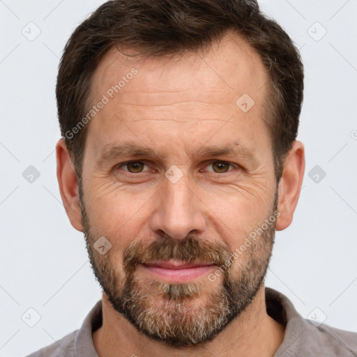 Neutral white adult male with short  brown hair and brown eyes