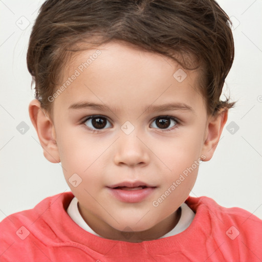 Neutral white child female with short  brown hair and brown eyes