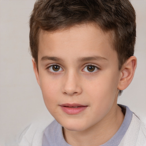 Neutral white child male with short  brown hair and brown eyes