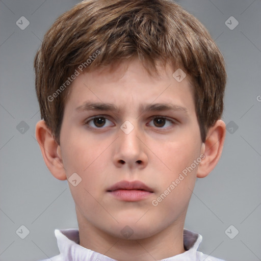 Neutral white child male with short  brown hair and brown eyes