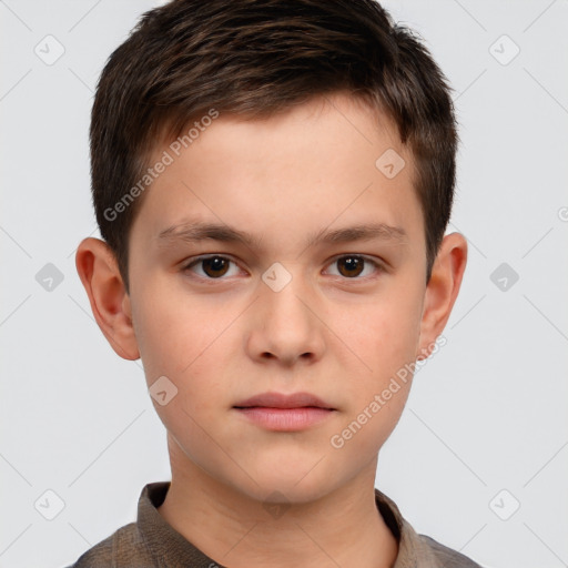 Neutral white child male with short  brown hair and brown eyes