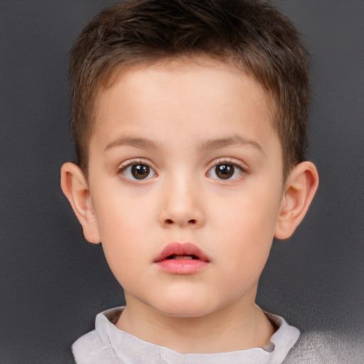 Neutral white child male with short  brown hair and brown eyes