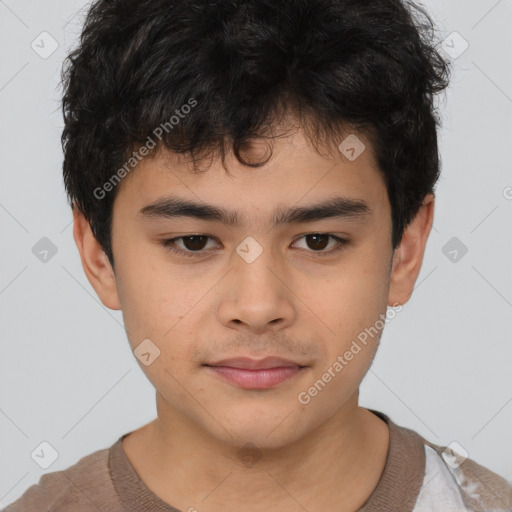 Neutral asian young-adult male with short  brown hair and brown eyes