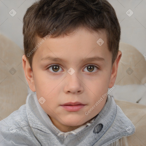 Neutral white child male with short  brown hair and brown eyes