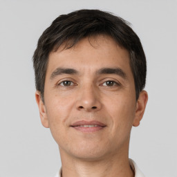 Neutral white adult male with short  brown hair and brown eyes