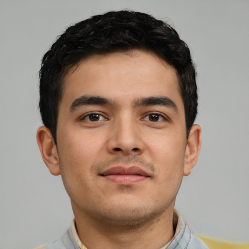 Neutral latino young-adult male with short  brown hair and brown eyes