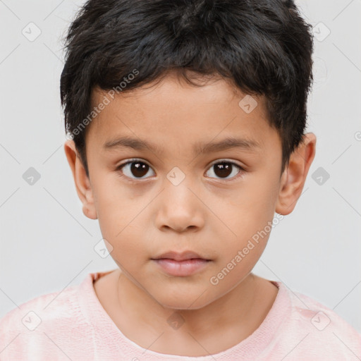 Neutral white child male with short  brown hair and brown eyes