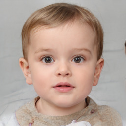 Neutral white child male with short  brown hair and blue eyes