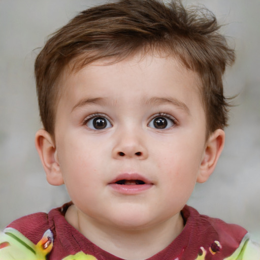 Neutral white child male with short  brown hair and brown eyes