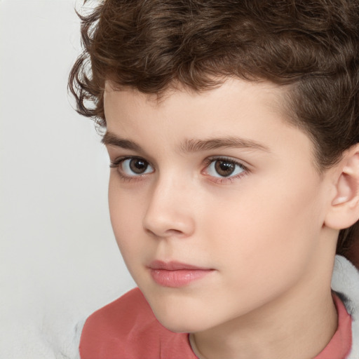 Neutral white child male with short  brown hair and brown eyes