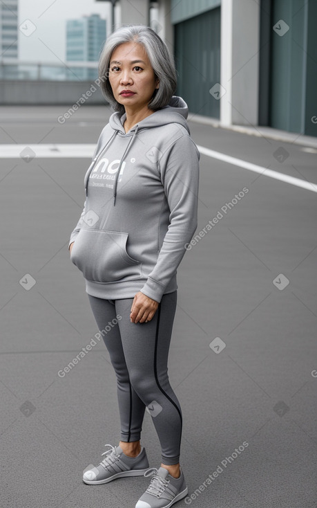 Singaporean middle-aged female with  gray hair