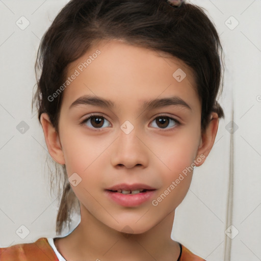 Neutral white child female with short  brown hair and brown eyes