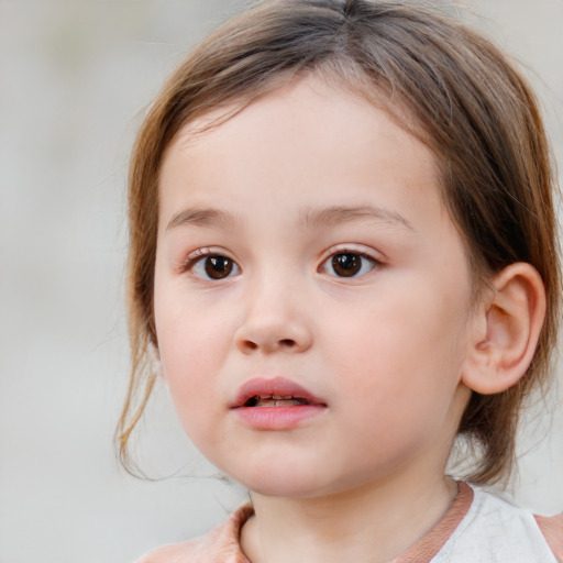 Neutral white child female with medium  brown hair and brown eyes