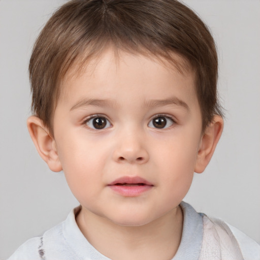 Neutral white child male with short  brown hair and brown eyes