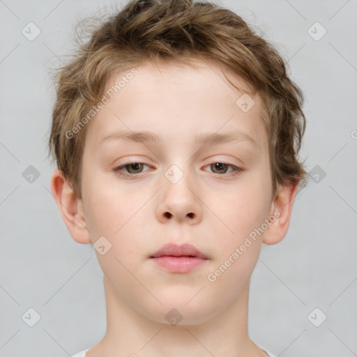 Neutral white child female with short  brown hair and brown eyes