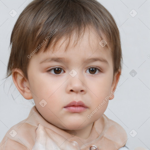 Neutral white child male with short  brown hair and brown eyes