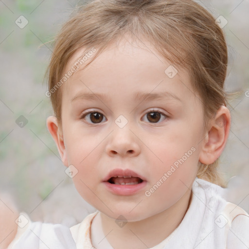 Neutral white child female with medium  brown hair and brown eyes