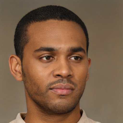 Neutral latino young-adult male with short  brown hair and brown eyes