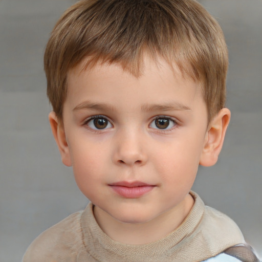 Neutral white child male with short  brown hair and brown eyes