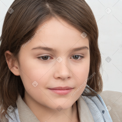 Neutral white child female with medium  brown hair and brown eyes