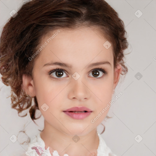 Neutral white child female with medium  brown hair and brown eyes