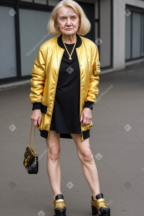 Belarusian elderly female with  blonde hair